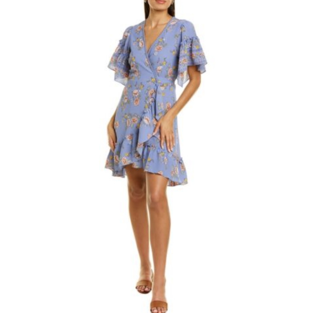 Max Studio Lavender Floral Ruffle Dress